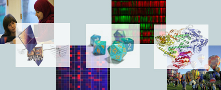 Tutorial, Bayes net for forensic DNA analysis, 
Satellite, Dice, DNA Helix, Distance Matrix of pairs of amino acids, 
Bristol Balloon festival